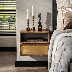 JLC KREATION Table de chevet en bois massif 1 tiroir/1 niche CROWL 2