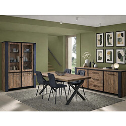 JLC KREATION Salle manger complète bois et noir SAMANTHA (buffet + table 200cm)