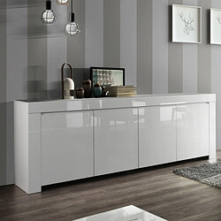 JLC KREATION Buffet design 4 portes laqué blanc 210cm APHODITE