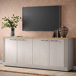 JLC KREATION Buffet moderne 4 portes coloris chêne naturel 210cm YANIS pas cher