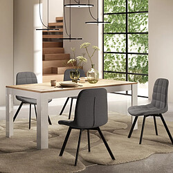 JLC KREATION Salle à manger complète moderne laqué blanc et bois ARIA pas cher