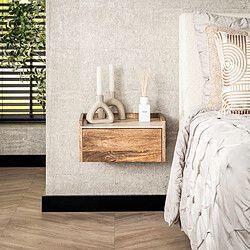 JLC KREATION Table de chevet murale en bois massif ROCCIA 1 tiroir