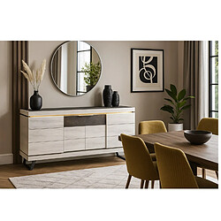 Avis JLC KREATION Buffet contemporain chêne blanchi 4 portes 225cm GILDA