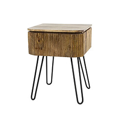 JLC KREATION Table de chevet en bois massif ONDA 1 tiroir pied métal