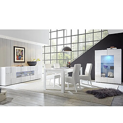 JLC KREATION Salle à manger complète design laqué blanc MADO 3 avec LED