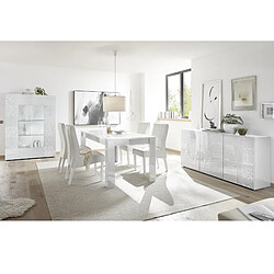 JLC KREATION Salle à manger complète moderne laqué blanc SARA