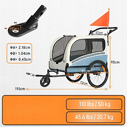 Avis Remorque vélo 2 en 1 pour chien, poussette pliable, max 50 kg, protection pluie
