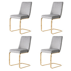 Acheter modfu Lot de 4 chaises de salle à manger en velours avec dossier losange et pieds en métal gris