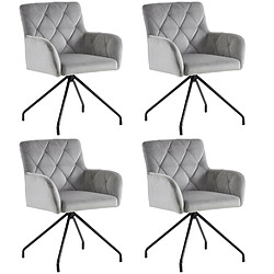 modfu Lot de 4 chaises de salle à manger rembourrées avec accoudoirs et pieds en métal gris clair pas cher