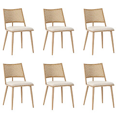 Acheter modfu Lot de 6 chaises de salle à manger avec assise en pu et dossier en rotin beige