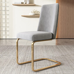 modfu Lot de 4 chaises de salle à manger en velours avec dossier losange et pieds en métal gris