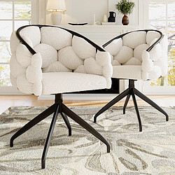 modfu Lot de 2 chaises de salle à manger pivotantes 360° en velours beige