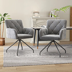 modfu Lot de 2 chaises de salle à manger rembourrées avec accoudoirs en velours gris clair