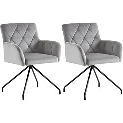 modfu Lot de 2 chaises de salle à manger rembourrées avec accoudoirs en velours gris clair pas cher