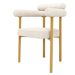 modfu Lot de 6 chaises de salle à manger en tissu beige avec pieds en métal doré pas cher
