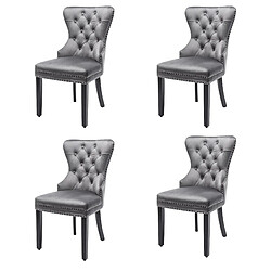 modfu Lot de 4 chaises de salle à manger rembourrées en velours gris