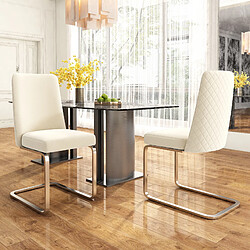 modfu Lot de 6 chaises de salle à manger en velours avec pieds en métal beige
