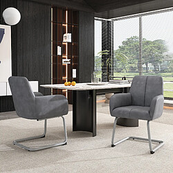 modfu Lot de 4 chaises de salle à manger avec pieds en acier gris