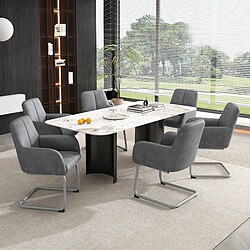 modfu Lot de 4 chaises de salle à manger avec pieds en acier gris