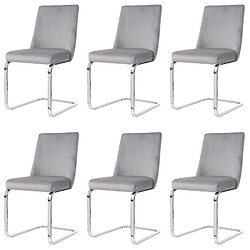 Acheter modfu Lot de 6 chaises de salle à manger en velours avec pieds en métal argenté gris