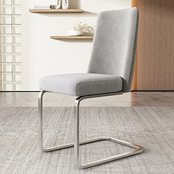 modfu Lot de 6 chaises de salle à manger en velours avec pieds en métal argenté gris