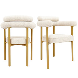 Acheter modfu Lot de 6 chaises de salle à manger en tissu beige avec pieds en métal doré