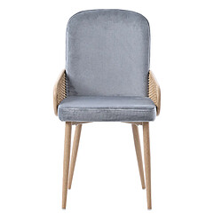 modfu Lot de 6 chaises de salle à manger en velours au design rotin avec pieds en métal gris pas cher