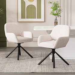 modfu Lot de 6 chaises de salle à manger pivotantes avec accoudoirs en sherpa blanc