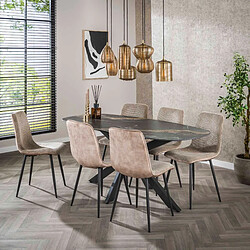 Acheter JLC KREATION Table à manger ovale en céramique avec pied central DANY