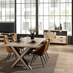 Avis JLC KREATION Buffet industriel décor chêne clair 2 portes avec LED COSTA