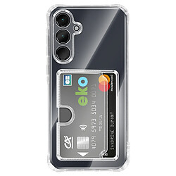 Avizar Coque pour Galaxy A55 avec Porte-cartes Intégré et Coins Renforcés Transparent