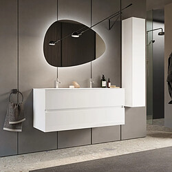 JLC KREATION Ensemble de salle de bain TANIA (Meuble suspendu 120cm + vasque + miroir LED + colonne)