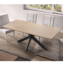 JLC KREATION Table à manger moderne pied central coloris bois 180cm YANIS