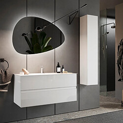 JLC KREATION Ensemble de salle de bain TANIA (Meuble suspendu 100cm + vasque + miroir LED + colonne)