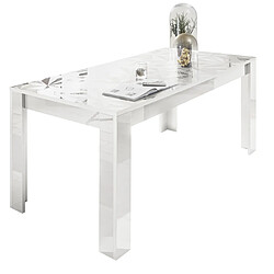 JLC KREATION Table à manger moderne laqué blanc 180cm CAPRI