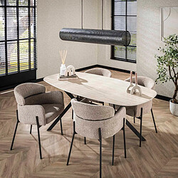 Avis JLC KREATION Table à manger ovale en céramique effet travertin ESALIE