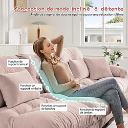 Merax Canapé Compressé-canapé Modulable 2 Places-avec 1 Repose-canapé D'angle Relax-salon-rose