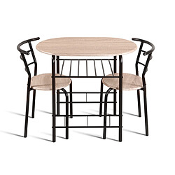 JLC KREATION Ensemble table à manger avec 2 chaises noir et bois MAUD