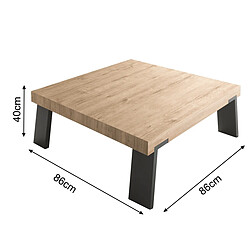 Avis JLC KREATION Table basse moderne carré bois et métal DIANA