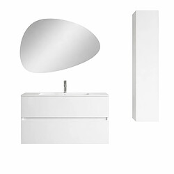 JLC KREATION Ensemble de salle de bain TANIA (Meuble suspendu 80cm + vasque + miroir LED + colonne)