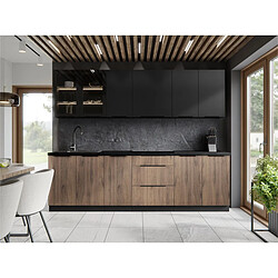 Avis JLC KREATION Cuisine complète moderne bois et noir 260cm MAO