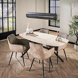 Acheter JLC KREATION Table à manger ovale en céramique effet travertin ESALIE