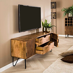 Avis JLC KREATION Meuble TV en bois de manguier 2 portes et 2 tiroirs ATEKA