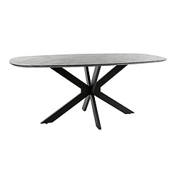 JLC KREATION Table à manger ovale en bois aspect céramique 180cm MAEVA 2