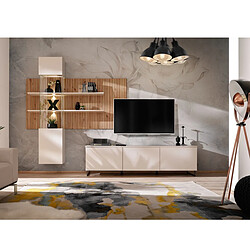 JLC KREATION Meuble TV avec panneau mural en bois TRIPOLI