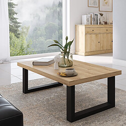JLC KREATION Table basse moderne en bois pied métal 130cm VALENTINE