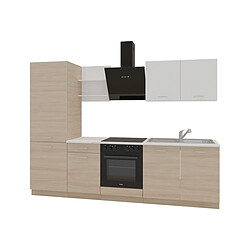 JLC KREATION Cuisine complète blanc et bois 270cm TIA pas cher