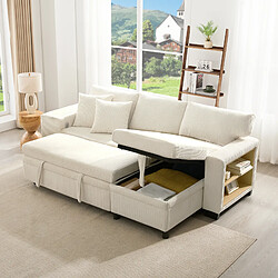 Merax Canapé Convertible - Canapé Lit 3 Places - Grand Espace De Rangement- Beige