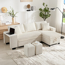 Merax Canapé Convertible - Canapé Lit 3 Places - Grand Espace De Rangement- Beige