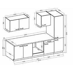 JLC KREATION Cuisine complète moderne beige et bois 270cm NALA pas cher
